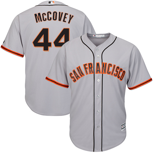 Giants #44 Willie McCovey Grey Road Cool Base Stitched Youth MLB Jersey - Click Image to Close